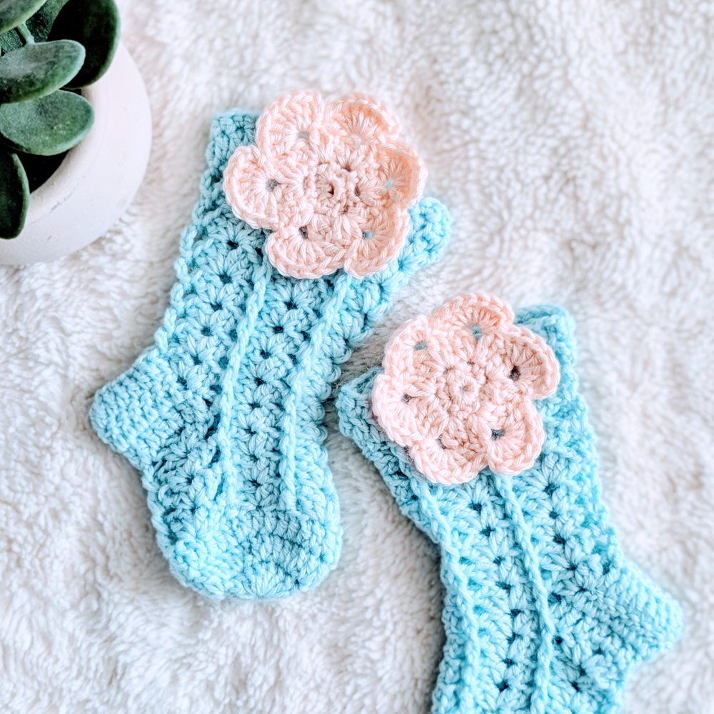 Crochet Baby Booties with Floral Accent